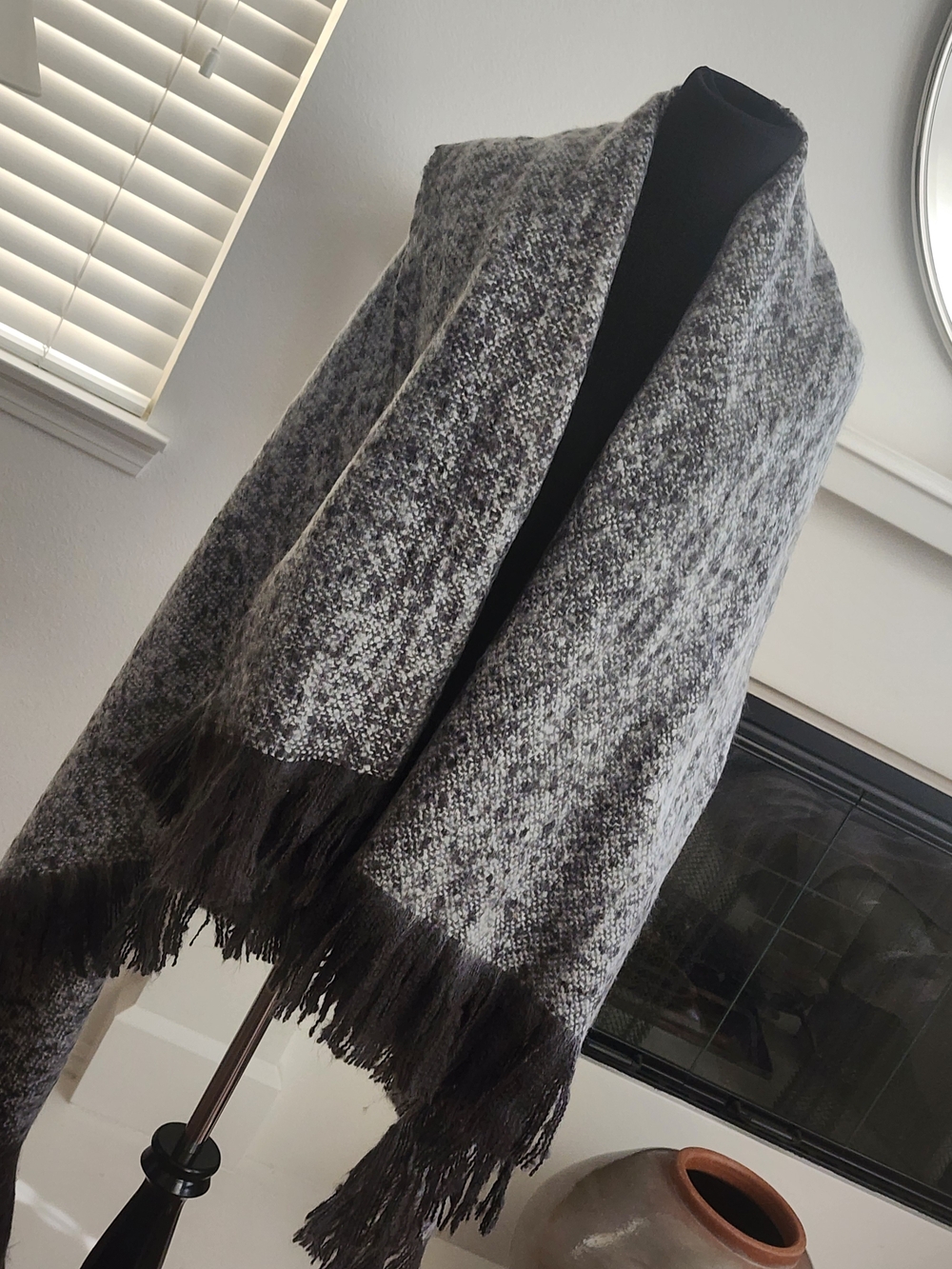 Express Gray Fringe Wrap Coatigan